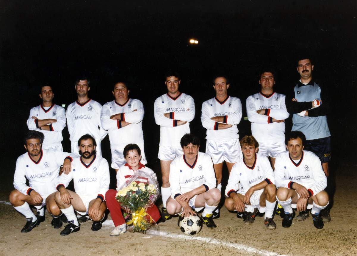 da sopra a sx:1 ??, 2 Angelo Faccin, 3 Tavernaro Giuseppe, 4 Vendrami Gino, 5 Tiberio??, 6 Alcide Giacometti 7 Gianni Lievore,  sotto da sx 1 Mauro Marconato, 2 Stefano Bordin, 3 Marcello Tonello, 4 Claudio Panizza, 5 Rino Bandiera.