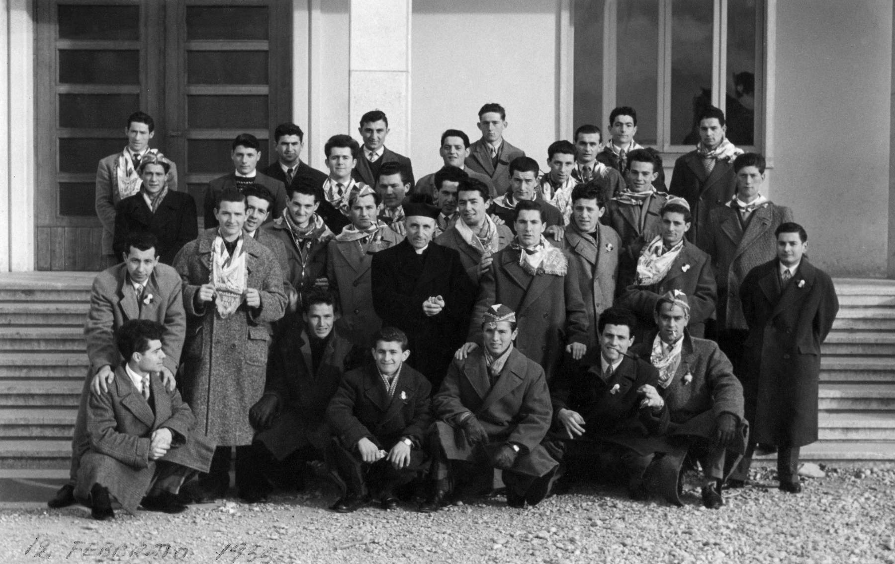 Tavernaro Giusepe, Renzo Bonato, Marian Orazio, Poloni Stalinslao, Mario Favero, Elio Tocchetto, Cammillo Morlin, Giacometti Vincenzo, Menegon ?, Giuseppe Poloniato, Giovanni Spadetto, Garbuio Walter, Daniel Erminio, Sergio Volpato, Susin ?, Ceccato Giacinto, Menegon Angelino, Carlo Menegon, Marino Bonetto, Mario Tesser, Guido Tesser, Micheli ?, anno 1955.
